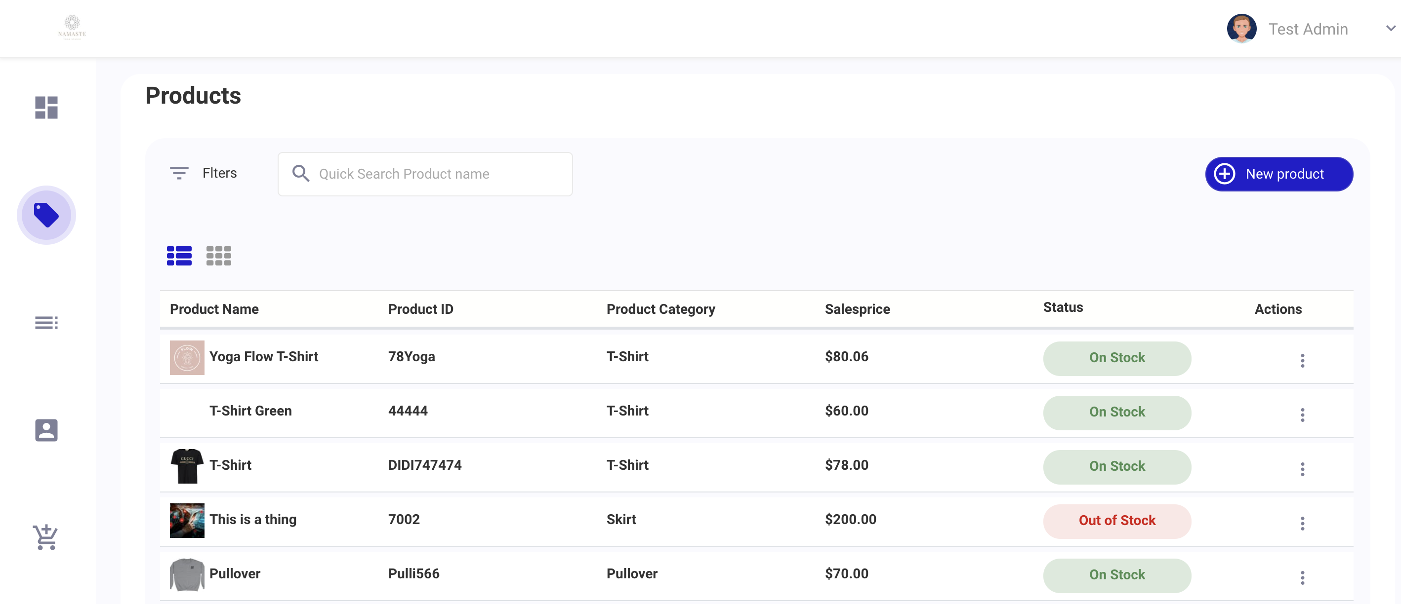 No Code Beispiel Produktansicht Inventory Management