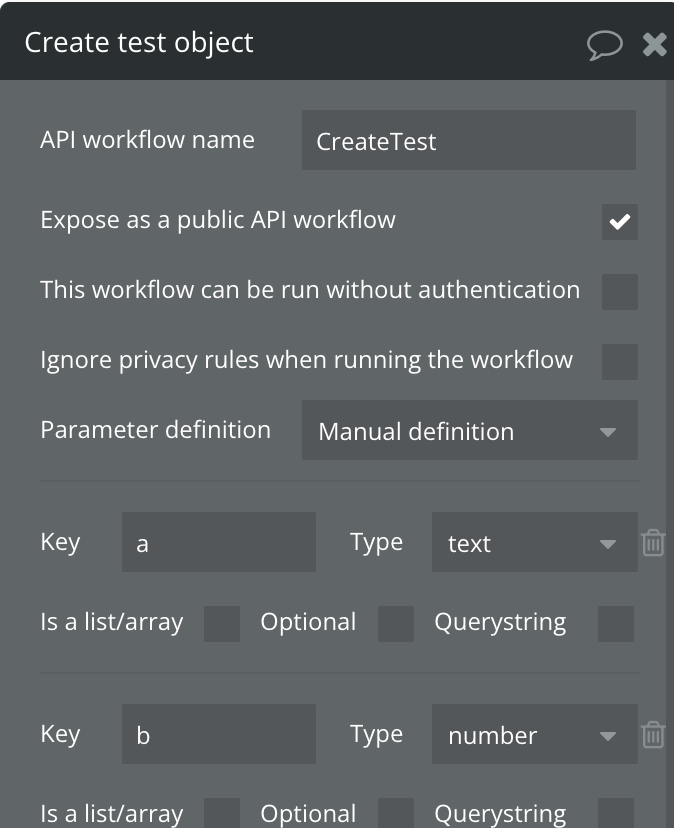 Workflow settings in Bubble.io