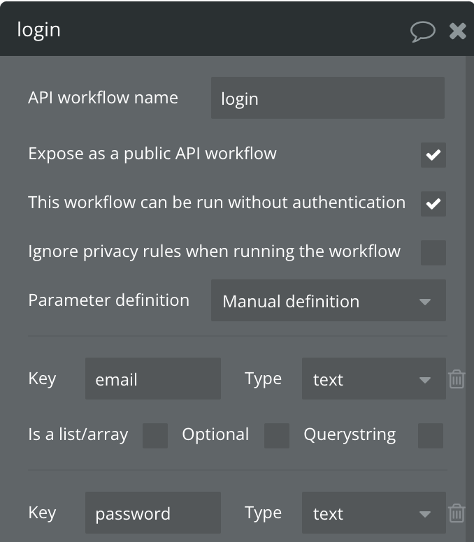 Bubble.io Workflow sign user in 